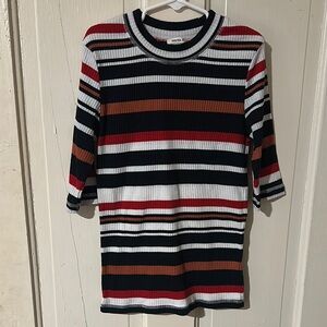 Forever 21 Kids Striped Dress - Red, Black, White, Brown